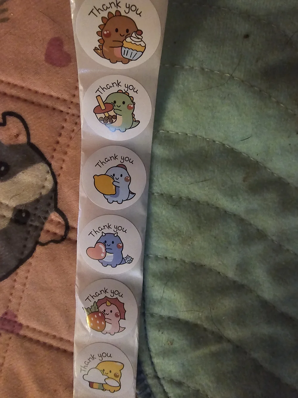 Thank You Cute Dinosaur Stickers - Assorted Pastel Colors